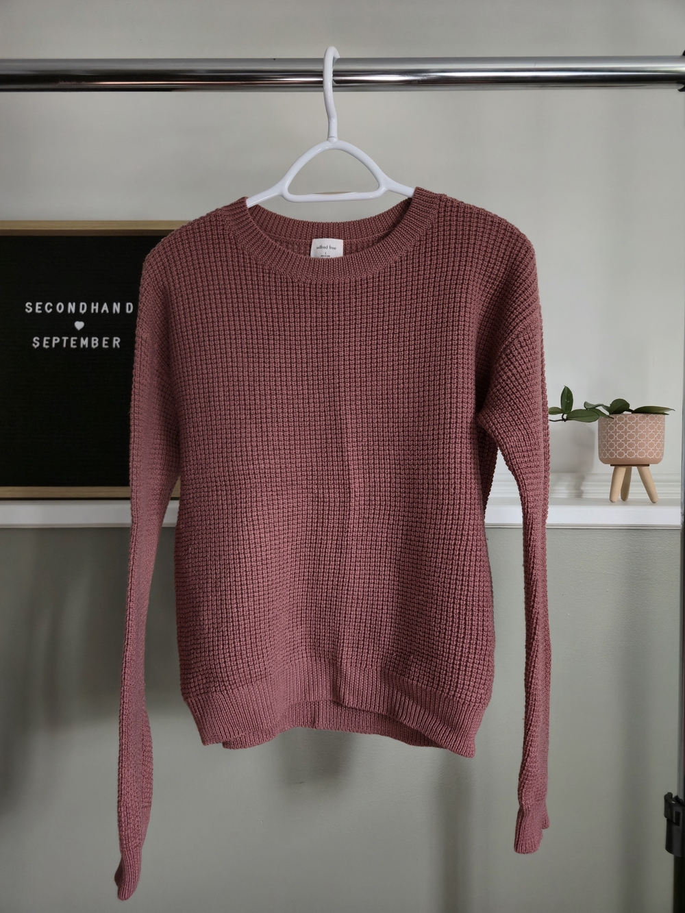 Aritzia Wilfred Free Merino Wool Sweater Waffle Dusty Mauve